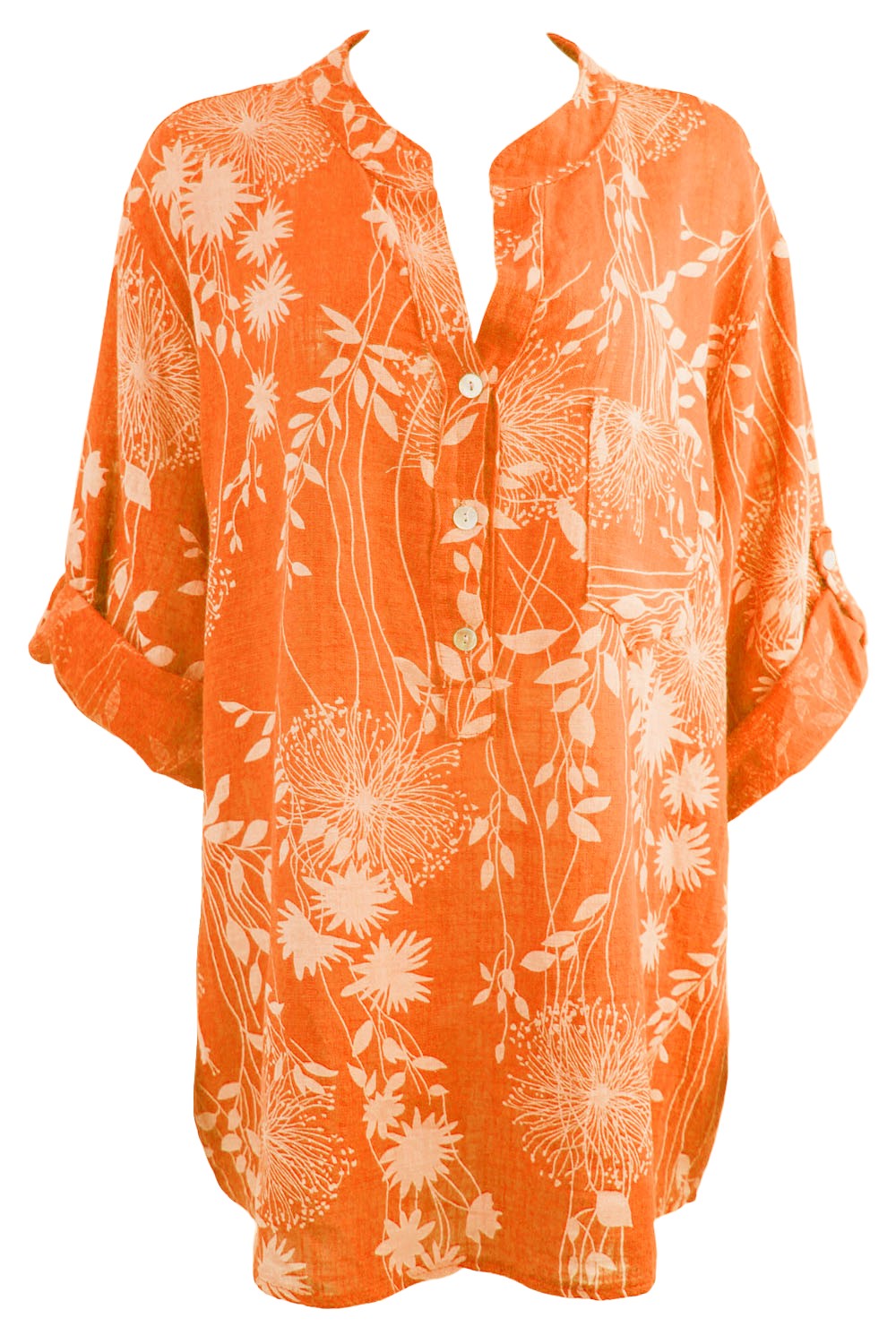 Dandelion print grandad shirt for women