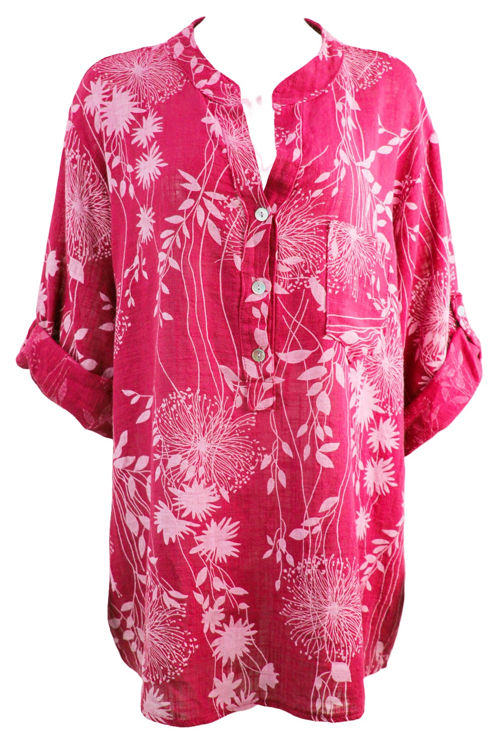 Dandelion print grandad shirt for women