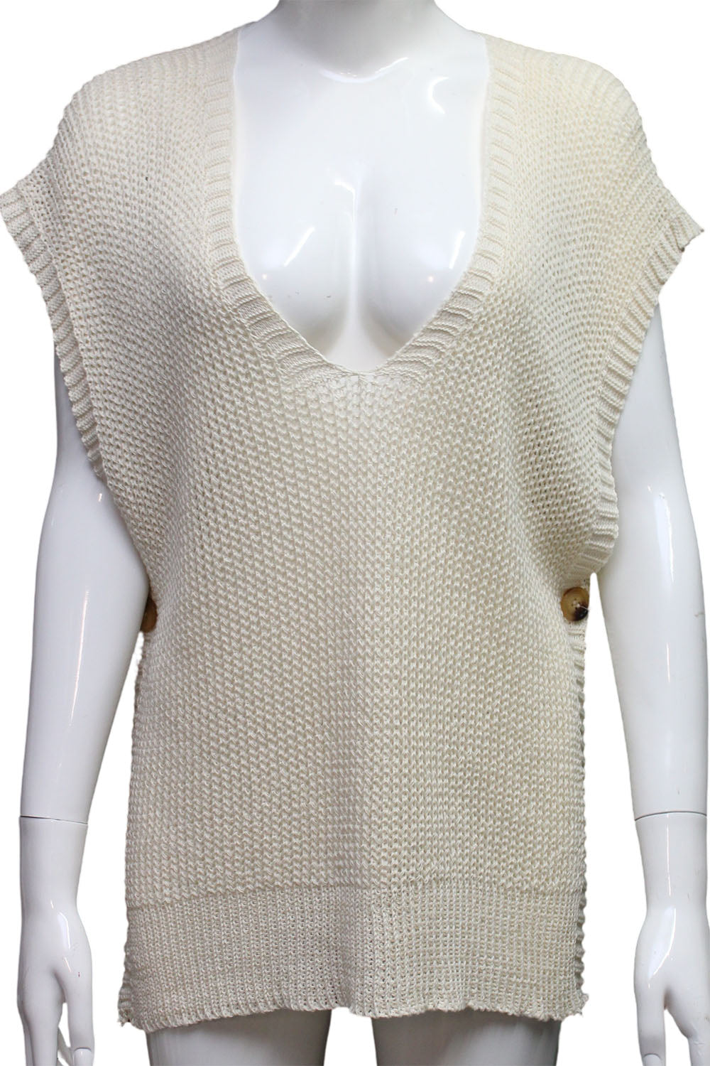 Knitted one button vest tank top