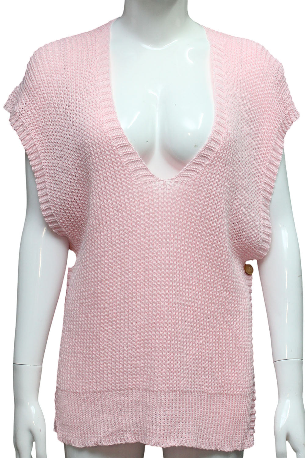 Knitted one button vest tank top