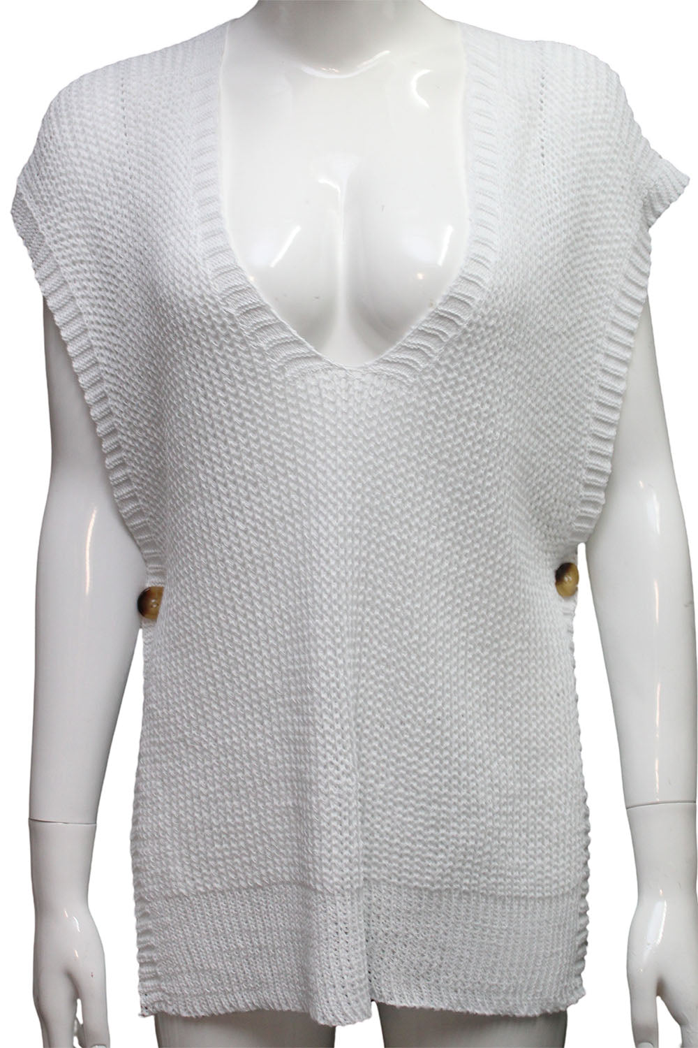 Knitted one button vest tank top