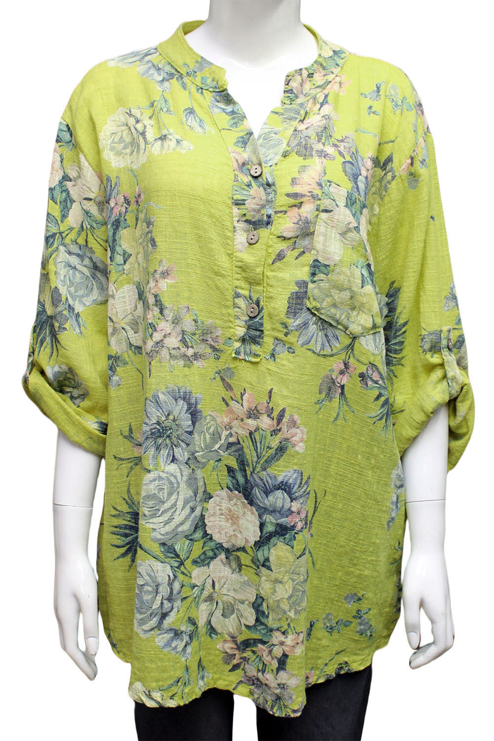Flower Garden Print Long Sleeve Cotton Shirt