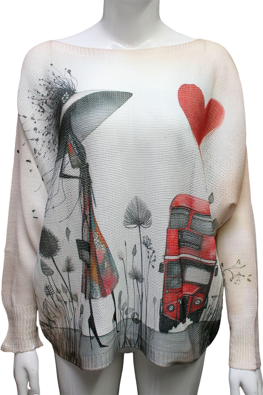 Lady with London Bus Print top