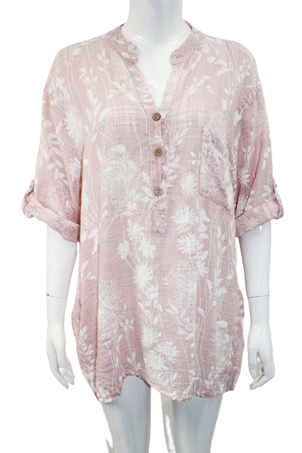 Dandelion print grandad shirt for women