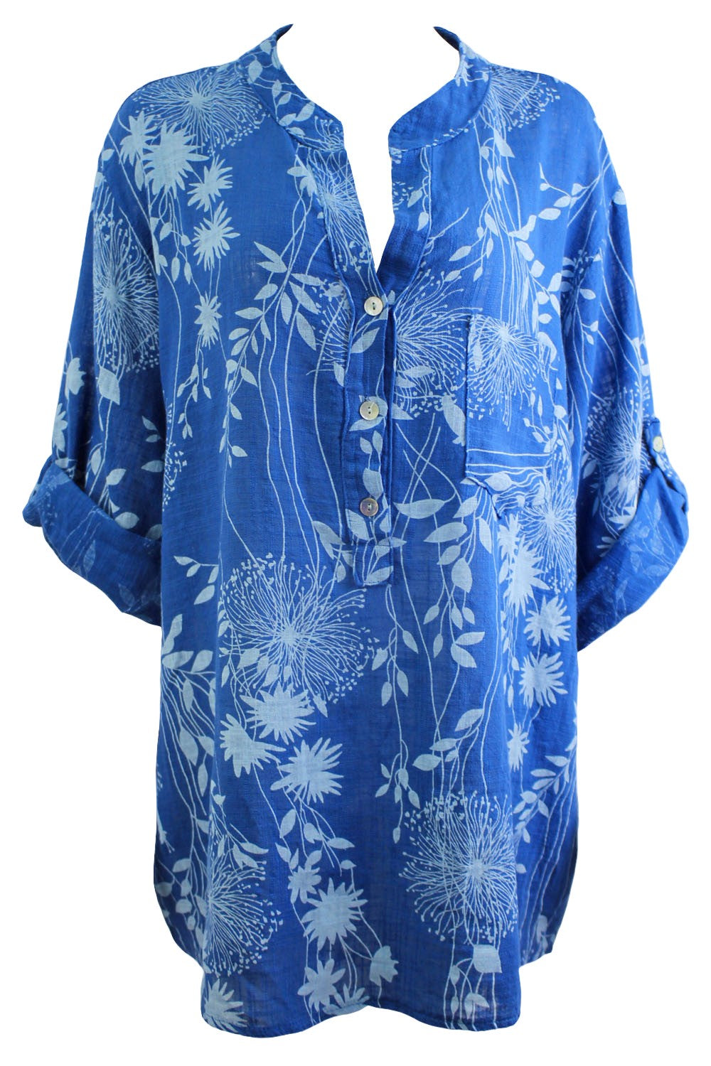 Dandelion print grandad shirt for women