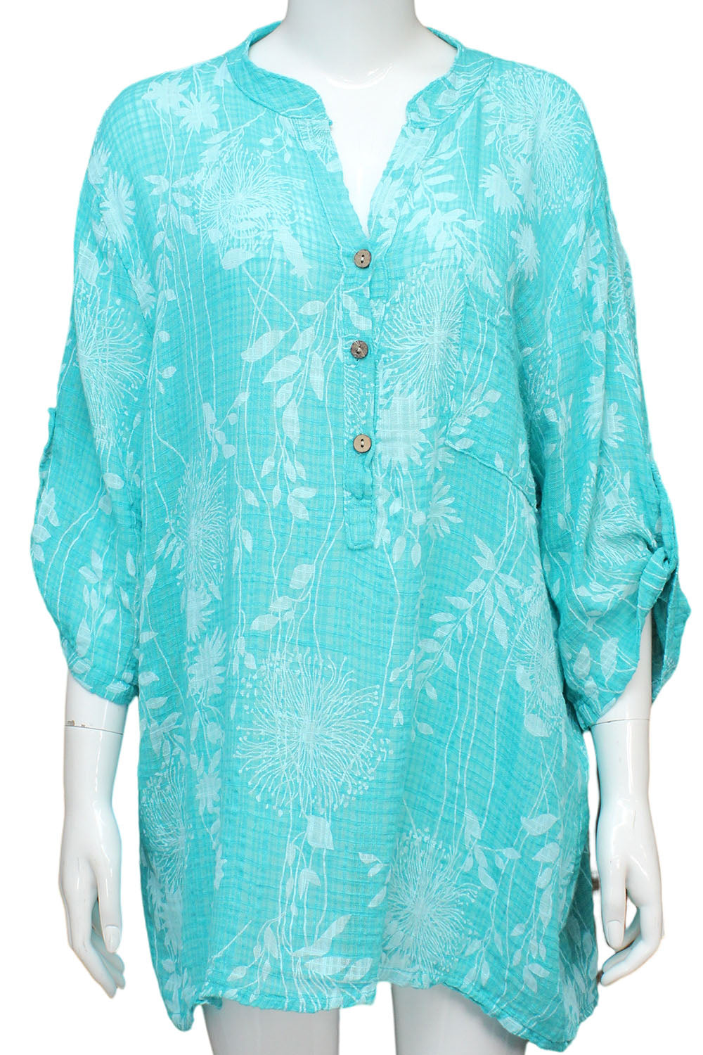 Dandelion print grandad shirt for women