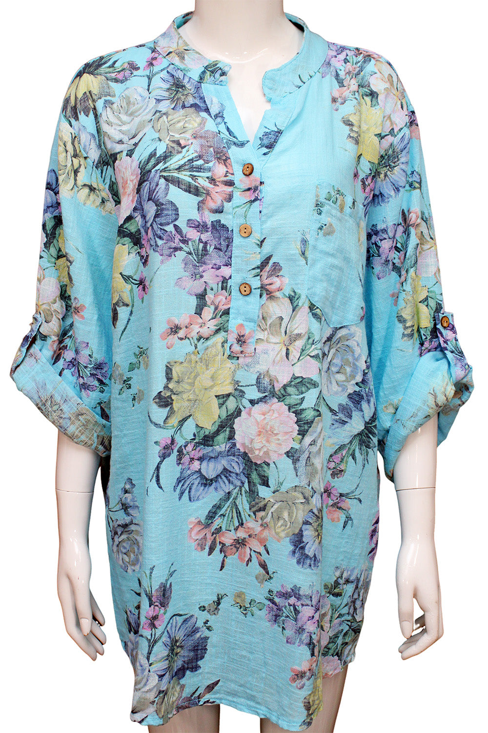 Flower Garden Print Long Sleeve Cotton Shirt
