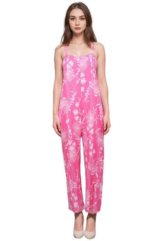 Dandelion print Cotton Dungarees with hidden pockets