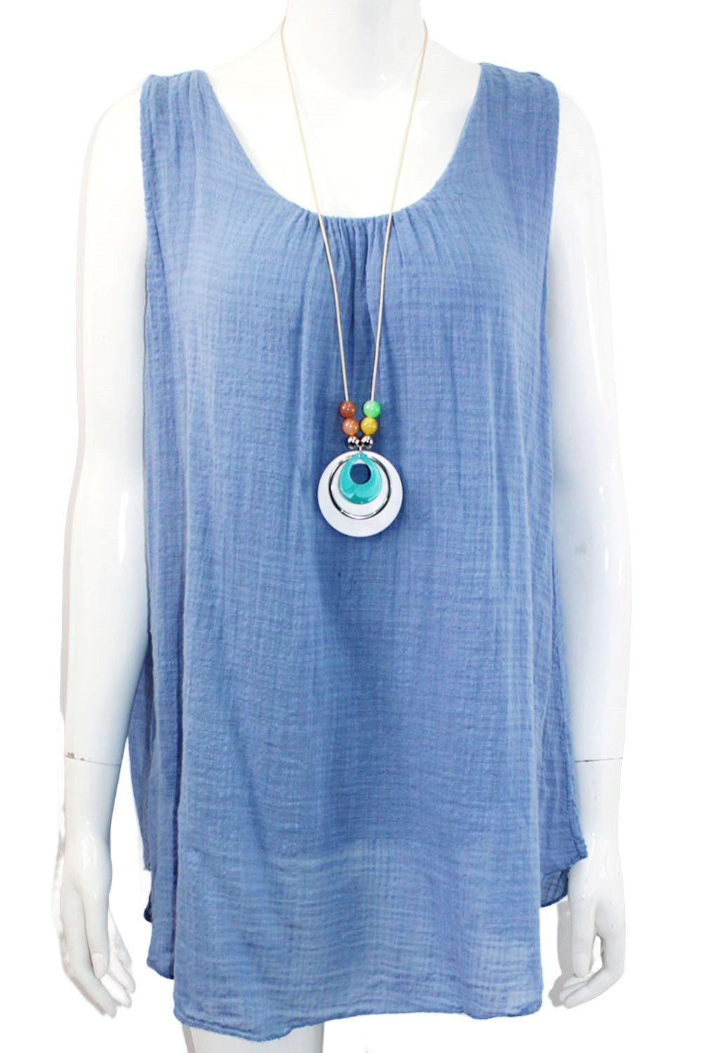 Plain Sleeveless Top with Neckless