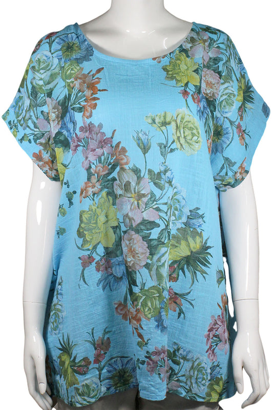 Floral print cotton tops