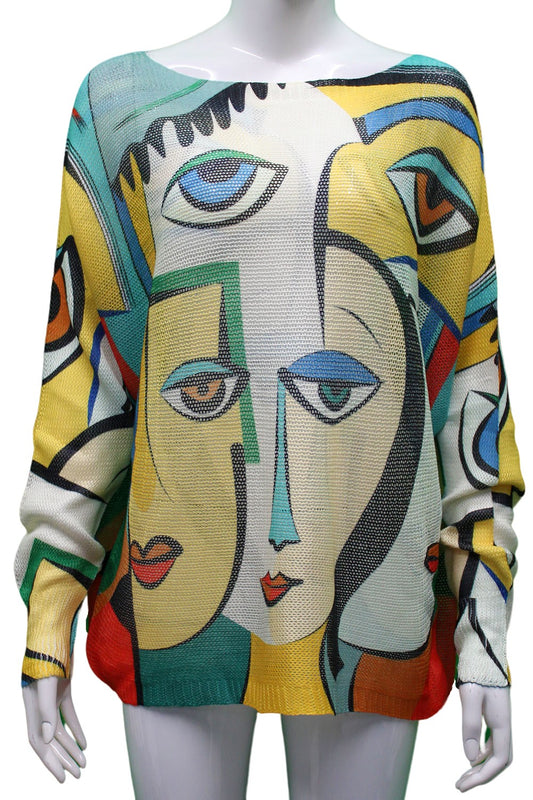 Picasso Multi eyes Print batwing top