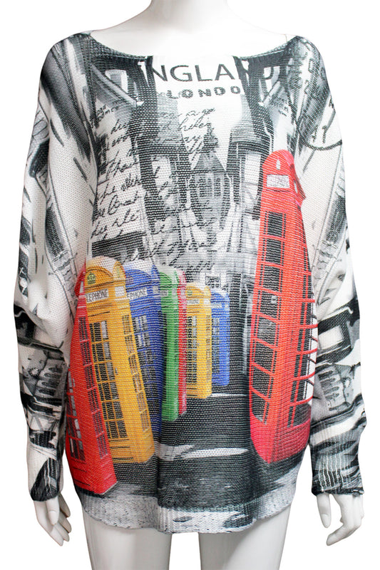 London telephone Print batwing top